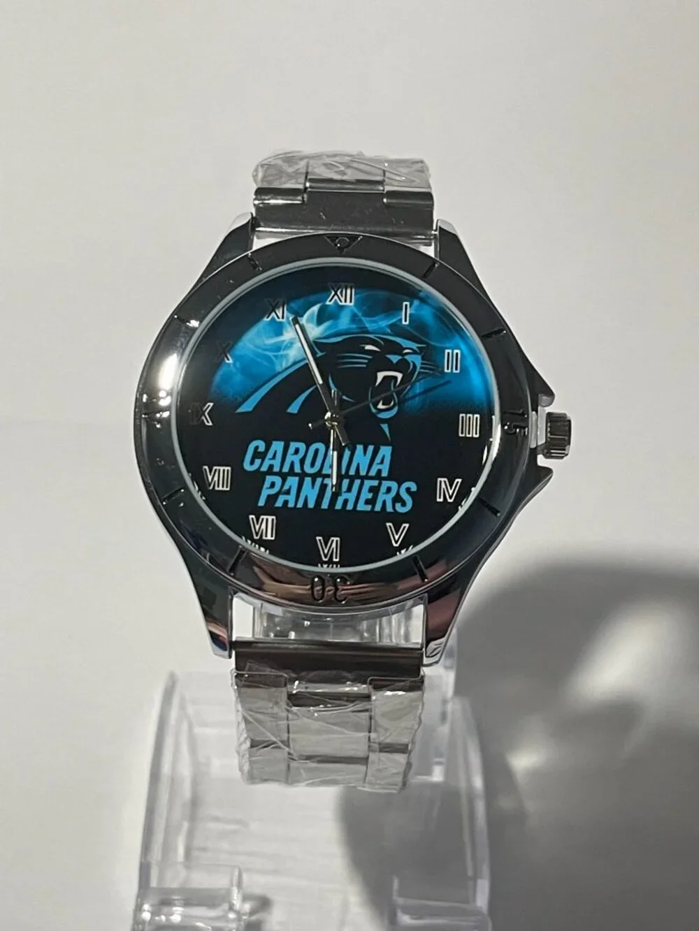 Carolina Panthers NFL Team Logo Men's Stainless-Steel Silver Watch NEW